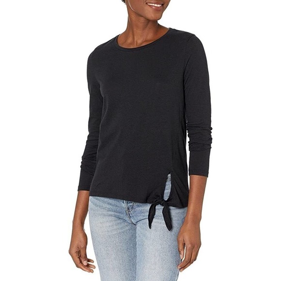 J Crew Mercantile Size XS Dark Gray Long Sleeve Side Tie Tee Top Cotton Blend - Picture 1 of 7